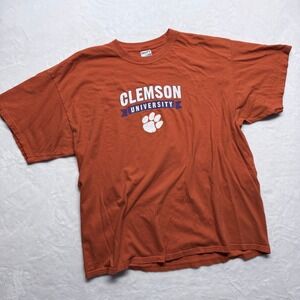 Clemson University Tigers T Shirt Orange Mens XXL Heavyweight M&O Knits